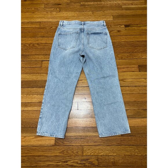 Express Womens Straight Ankle Jeans Size 12 Blue Distressed Denim High Rise - Picture 6 of 6